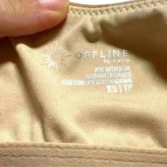 NWT OFFLINE by aerie real me low key long line sports bra XS in tan camo - Picture 6 of 15
